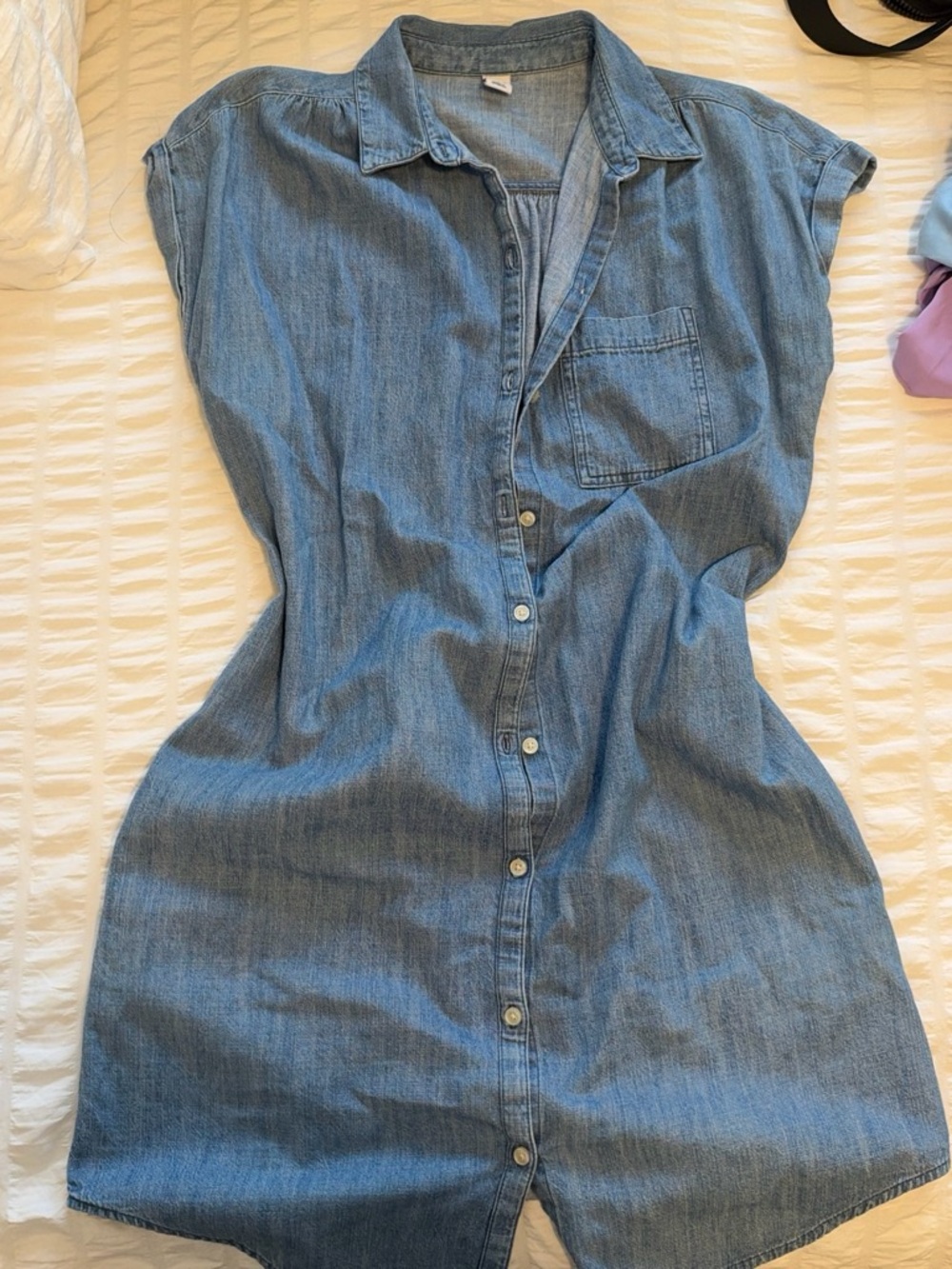 Old Navy Light Blue Denim Button-Front Mini Dress